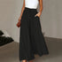 Plus Size Wide Leg Pants - Stylish Solid Paper Bag Waist Design, Elegant Pocket Tie Front, Loose Fit  Comfort CJ