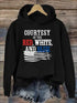 Stylish American Flag Print Hoodie - Soft, Casual, Long Sleeve Sweatshirt- 4th of July Wear CJ