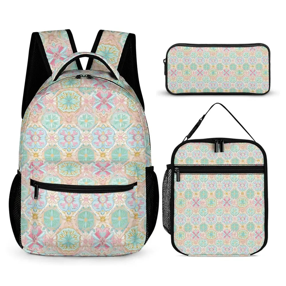 Floral Pastel All Over Print Bag Set - The Aurora Touch