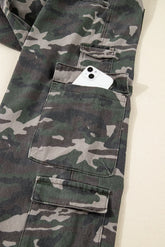 Green Camo Denim Cargo Wide Leg Pants Dear-Lover Dropshipping