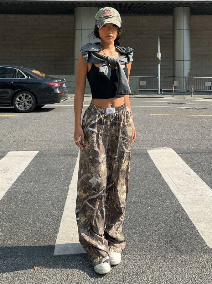 Womes's Slimming Casual Hip-Hop Retro Street Multi-Pocket Camouflage Cargo Pants