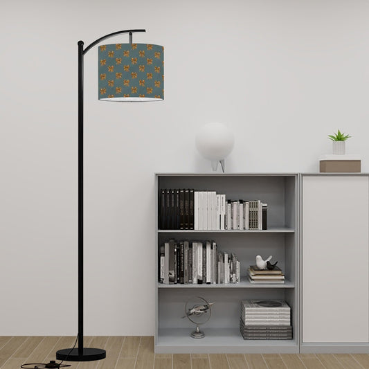 Damask Geometrical Prnt Pattern Design Arc Floor Lamp (Made in USA)