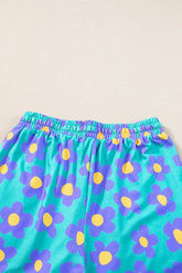 Green Flower Print Short Sleeve Shirt Pajamas Set The Aurora Touch