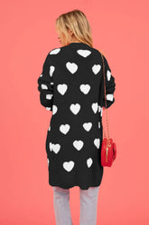Heart Graphic Open Front Cardigan with Pockets The Aurora Touch