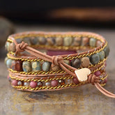 Hand-woven Stone 3-layer Leather Chain CJ