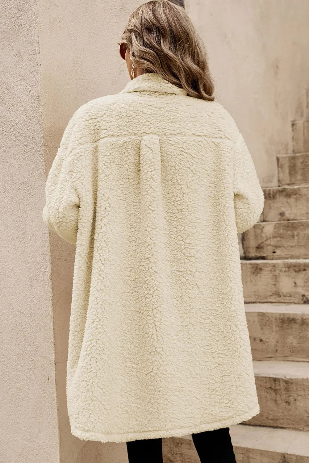 Beige Contrast Flap Pocket Single Breasted Teddy Coat Dear-Lover Dropshipping