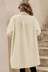 Beige Contrast Flap Pocket Single Breasted Teddy Coat Dear-Lover Dropshipping