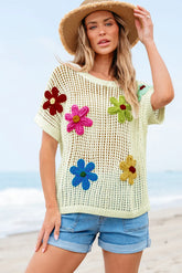 White Crochet Flower Hollow-out Sweater Shirt The Aurora Touch
