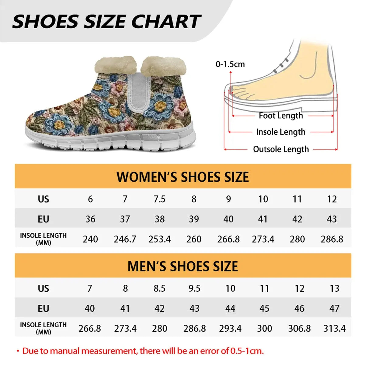 Pretty 3D Crotchet Floral Design Snow Boots - The Aurora Touch