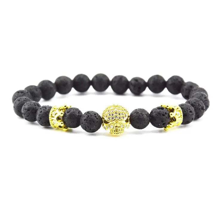 Design Volcanic Rock Beaded Crown Zircon Bracelet The Aurora Touch