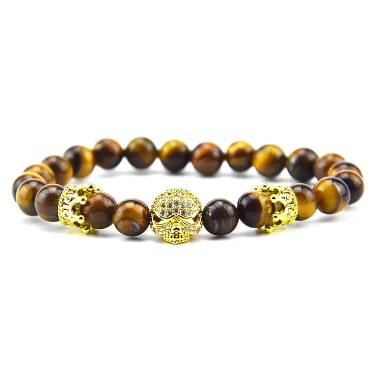 Design Volcanic Rock Beaded Crown Zircon Bracelet The Aurora Touch