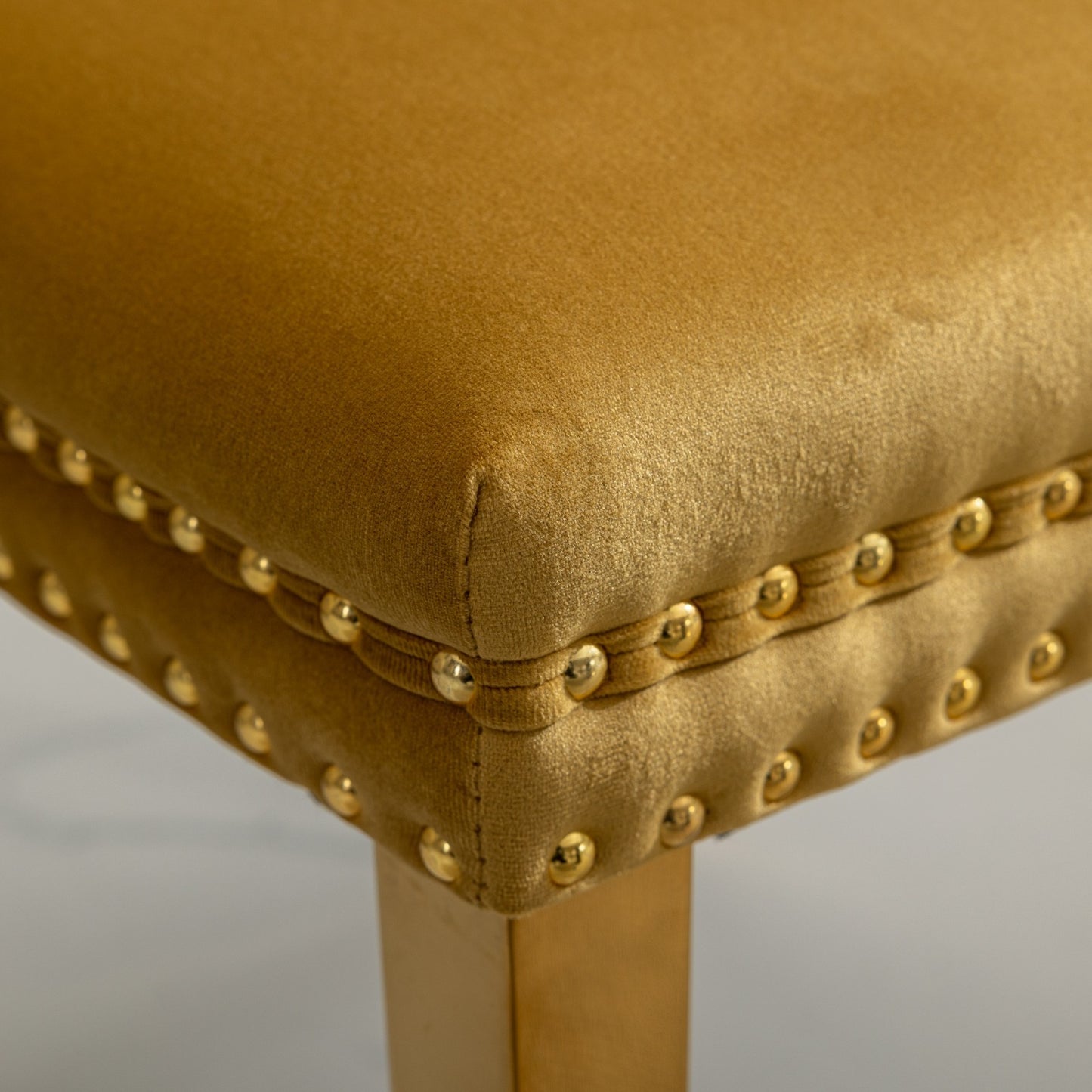 Modern, High-end Tufted Solid Wood Contemporary Velvet Upholstered Dining Chair With Golden Stainless Steel Plating Legs,Nailhead Trim,Set Of 2,Gold, SW1601GL