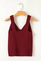 Burgundy Cable Knit Pointelle Slim Fit V Neck Sweater Vest Dear-Lover Dropshipping