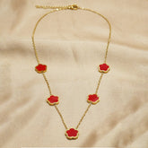 Lxalry 18K Gold Plated Five Leaf Clover Necklace | Modern Minimalist Jewelry The Aurora Touch