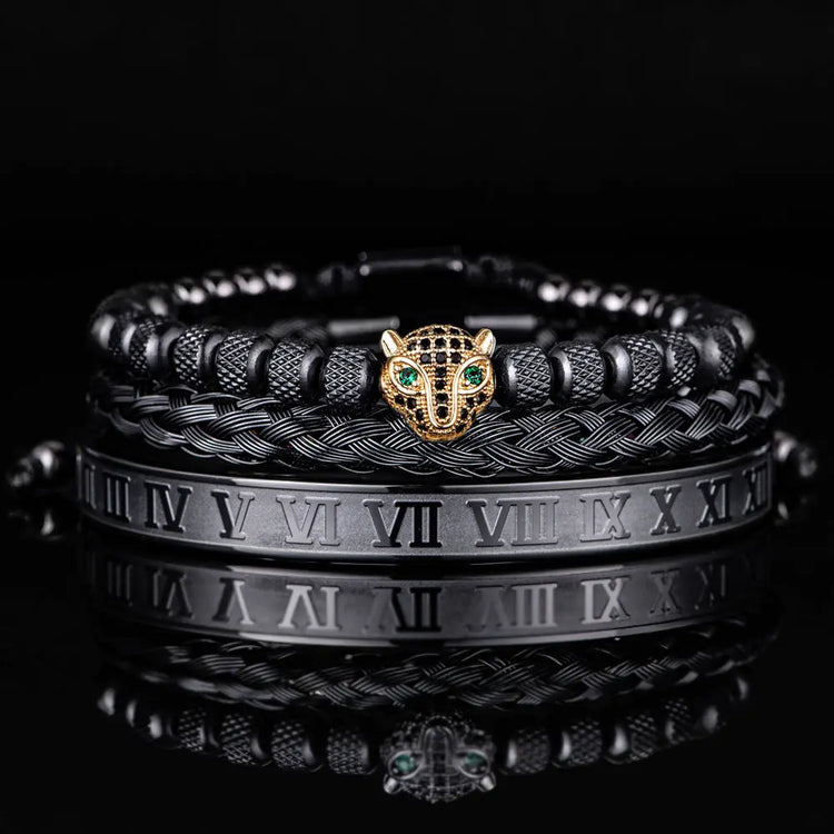 Leopard Head Set Mesh Pineapple Pearl Roman Bracelet The Aurora Touch