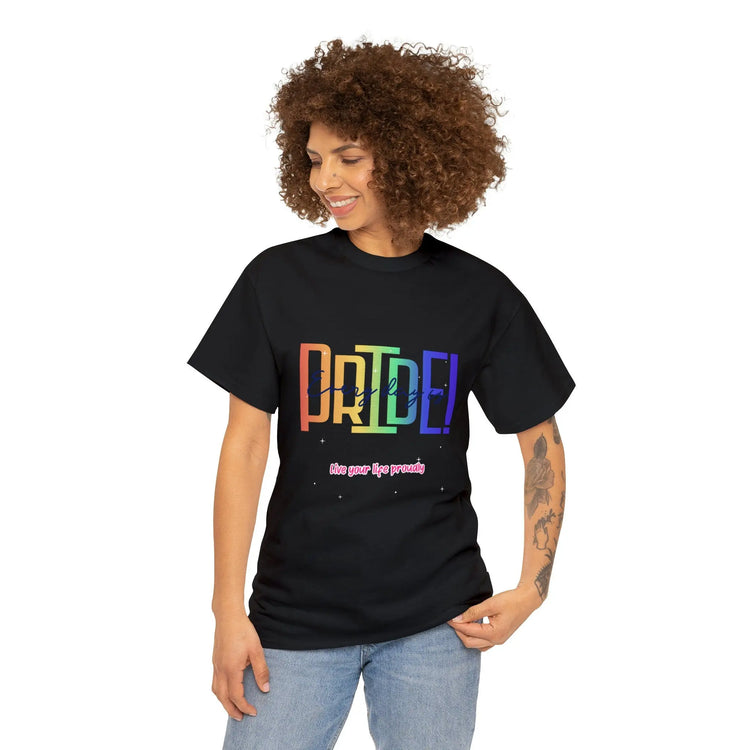 Pride TShirt, Rainbow Pride all gender all occasion proud stylish make a statement everyday casual black shirt The Aurora Touch