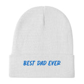 Bast Dad Ever Embroidered Beanie, White Mens Skull Cap, Winter White Father Beanie, Soft White warm hat, great gift for Dad, Warm Winter hat The Aurora Touch
