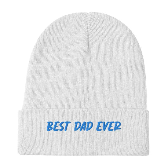 Bast Dad Ever Embroidered Beanie, White Mens Skull Cap, Winter White Father Beanie, Soft White warm hat, great gift for Dad, Warm Winter hat The Aurora Touch