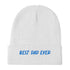Bast Dad Ever Embroidered Beanie, White Mens Skull Cap, Winter White Father Beanie, Soft White warm hat, great gift for Dad, Warm Winter hat The Aurora Touch