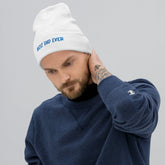 Bast Dad Ever Embroidered Beanie, White Mens Skull Cap, Winter White Father Beanie, Soft White warm hat, great gift for Dad, Warm Winter hat The Aurora Touch