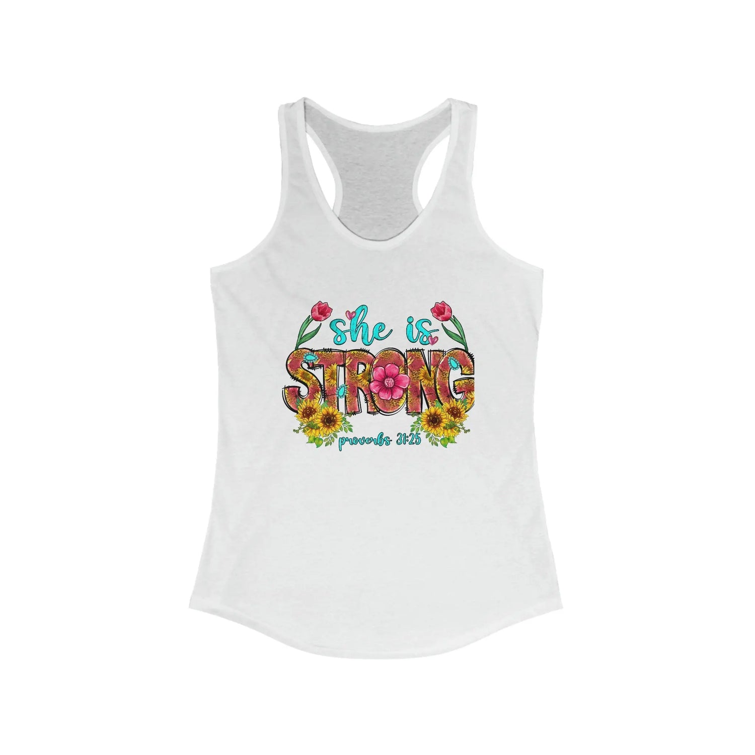 Strong women handmade beach cute Christian faith proverbs bible verse athletic casual everyday summer look racer back tank top great gift