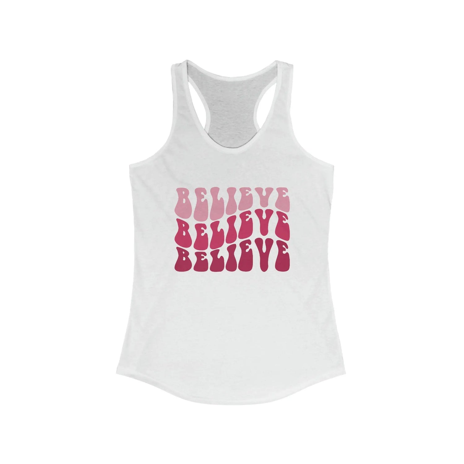 Believe Womens Tank Top, Novelty female positive empoweing casual jean leggings yoga workout shirt