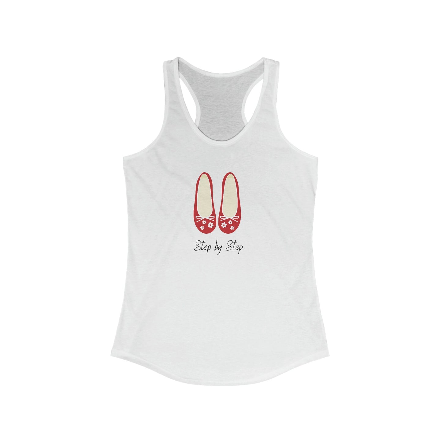 Women's Step by Step Tank Top, Female empowerment positive saying Summer strong lady soft casual racerback Tank