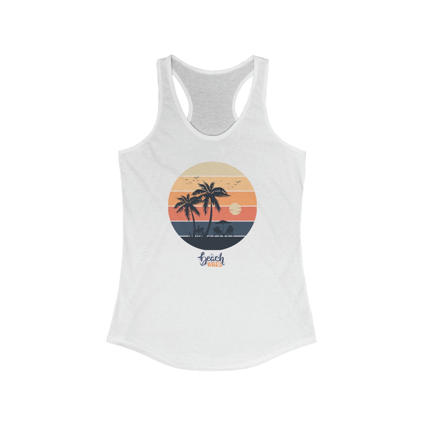 Women's Beach Vibes Racerback Tank, Beach vibes female Summer casual relax vacation travel novelty clothing wear