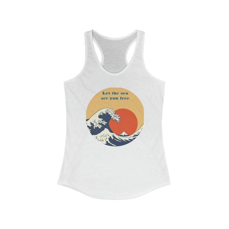 Women Blue Ocean Racerback, Female Summer casual beach everyday relax lounge clothing wear for girl