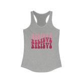Believe Womens Tank Top, Novelty female positive empoweing casual jean leggings yoga workout shirt