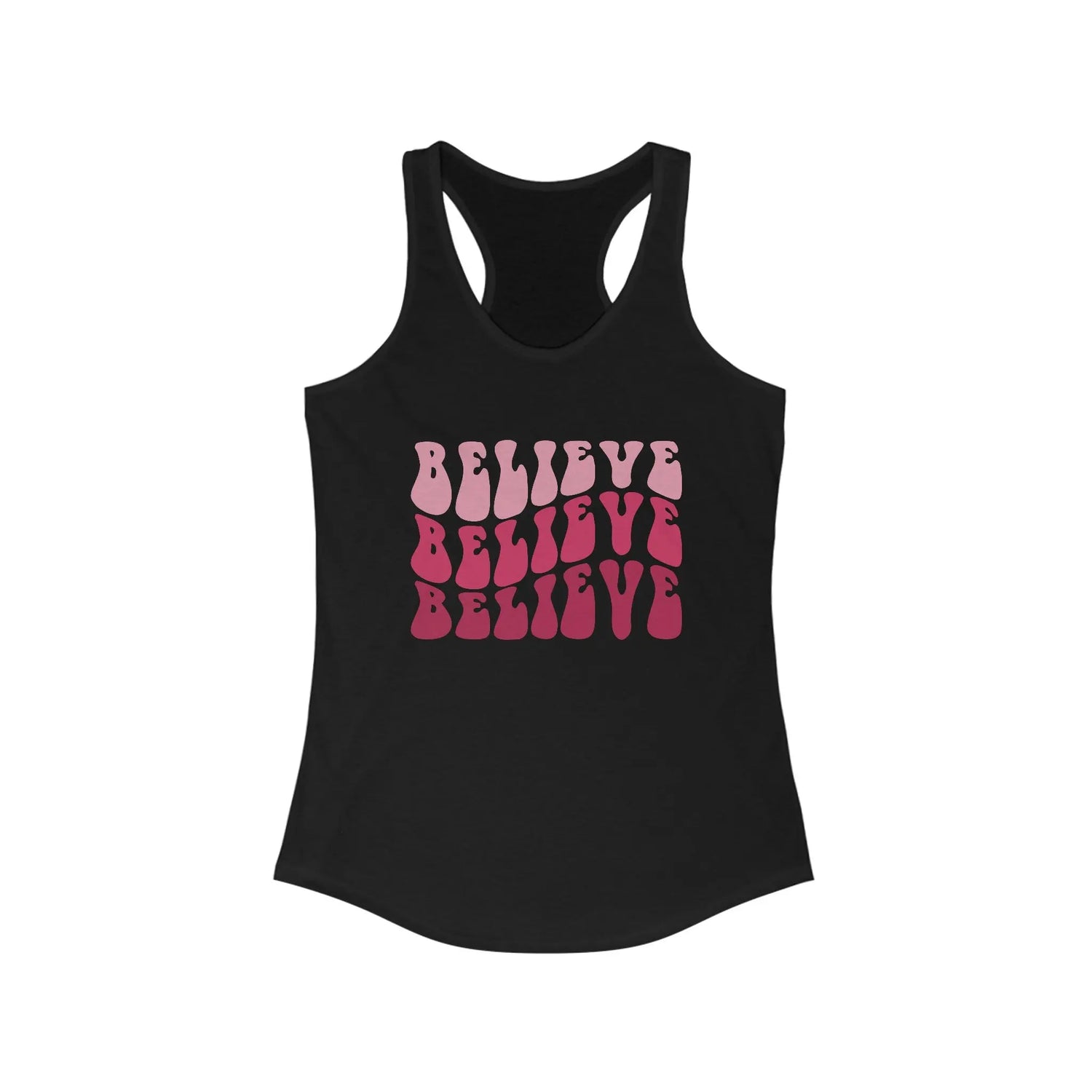 Believe Womens Tank Top, Novelty female positive empoweing casual jean leggings yoga workout shirt