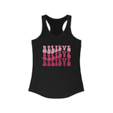 Believe Womens Tank Top, Novelty female positive empoweing casual jean leggings yoga workout shirt