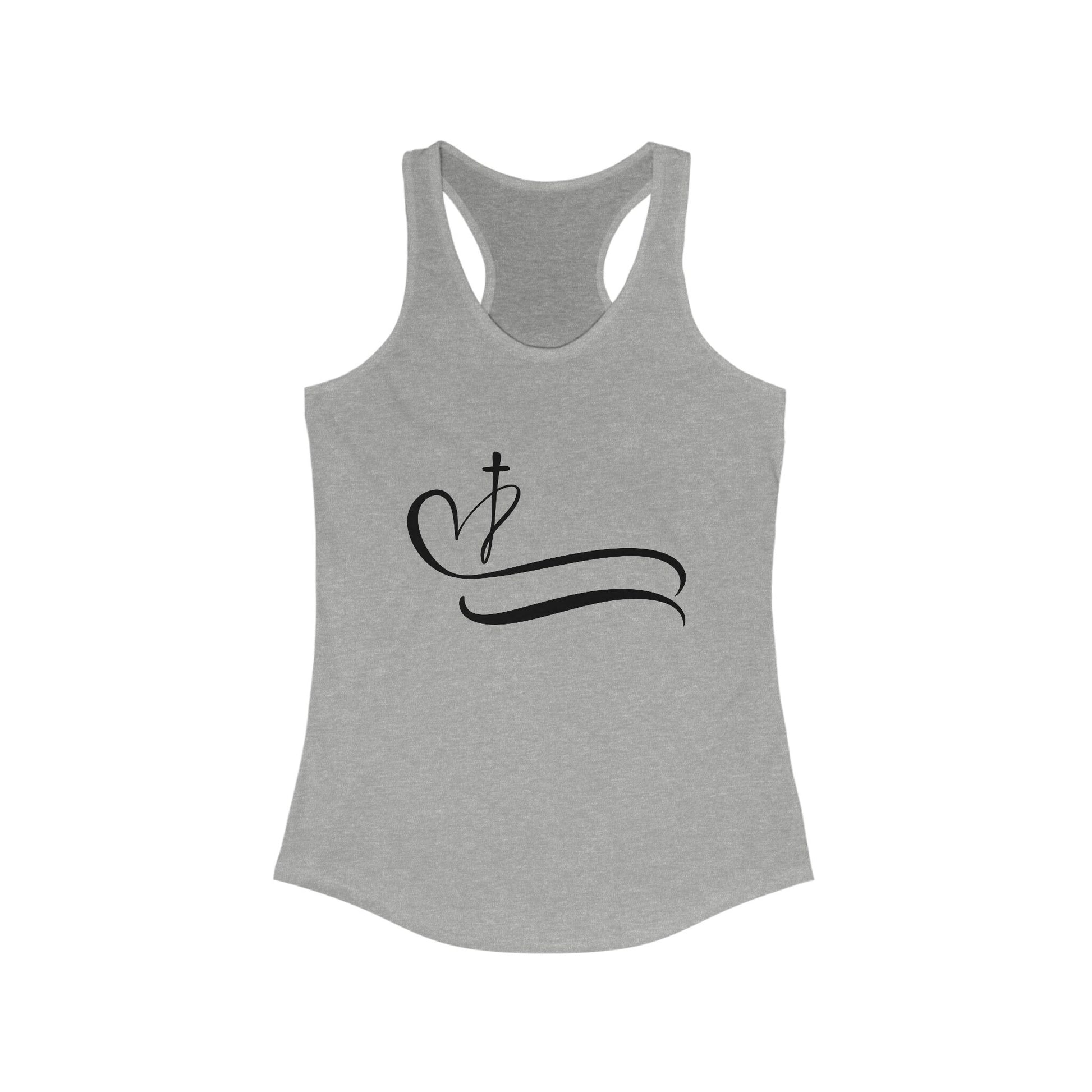 Christian Women Tank Top, Positive Women Christ Faith Love cross heart design casual jean shorts racerback Tee