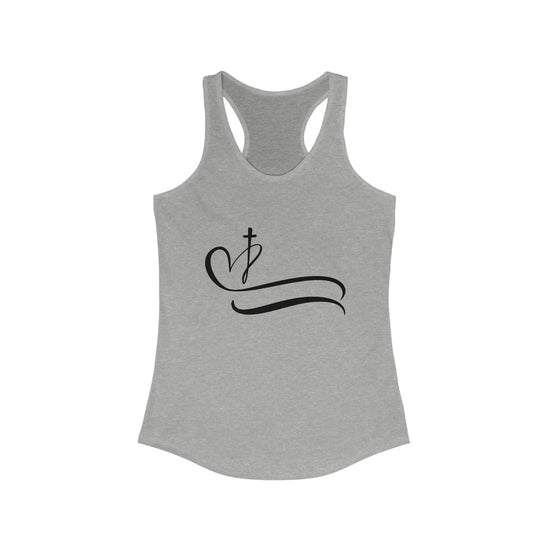 Christian Women Tank Top, Positive Women Christ Faith Love cross heart design casual jean shorts racerback Tee