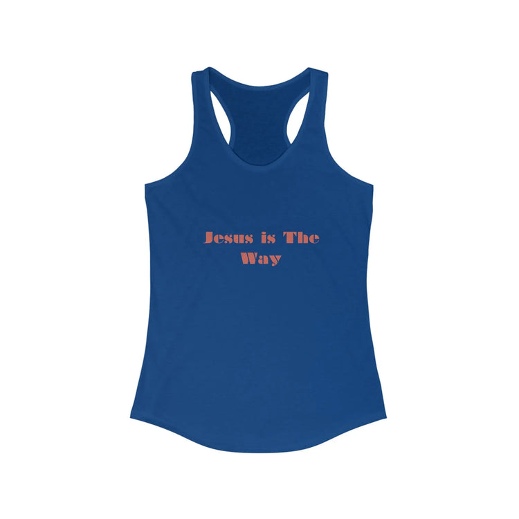 Jesus is The Way Tank Top, Women Christian faith born again positive empowerment racer back casual jean shorts tank shirt