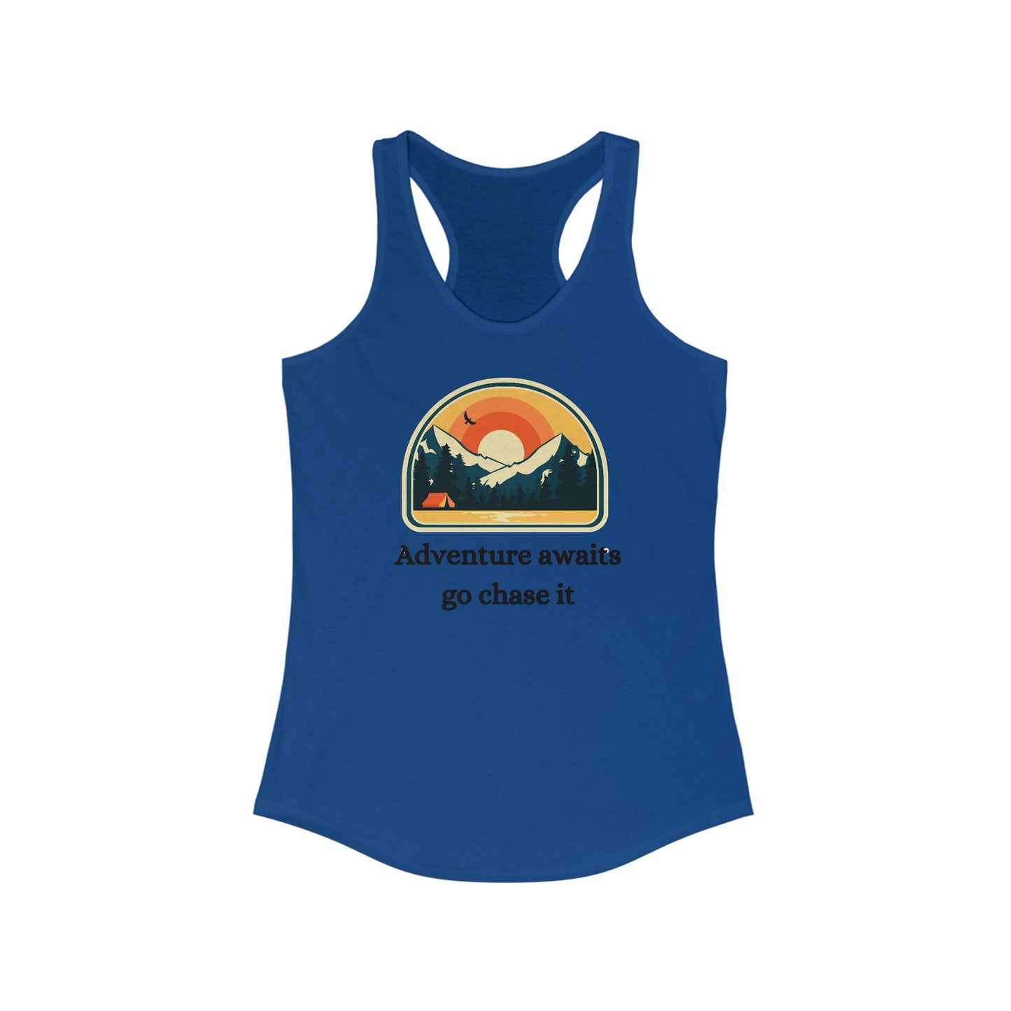 Women's Ideal Racerback Tank, Blue Women Outdoors Tank, Women Blue Novelty Tank, Summer Novelty Tank