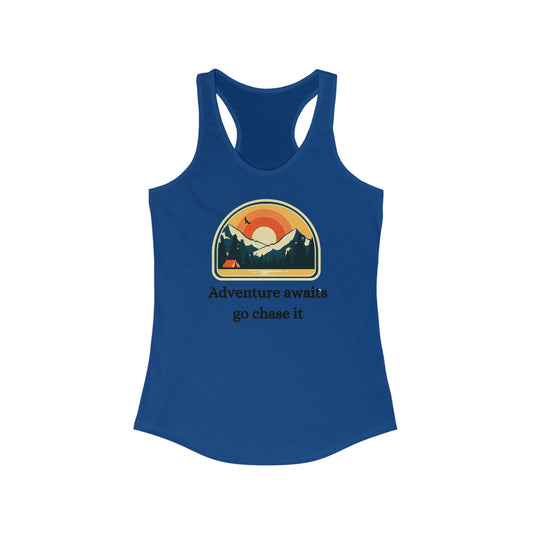 Women's Ideal Racerback Tank, Blue Women Outdoors Tank, Women Blue Novelty Tank, Summer Novelty Tank