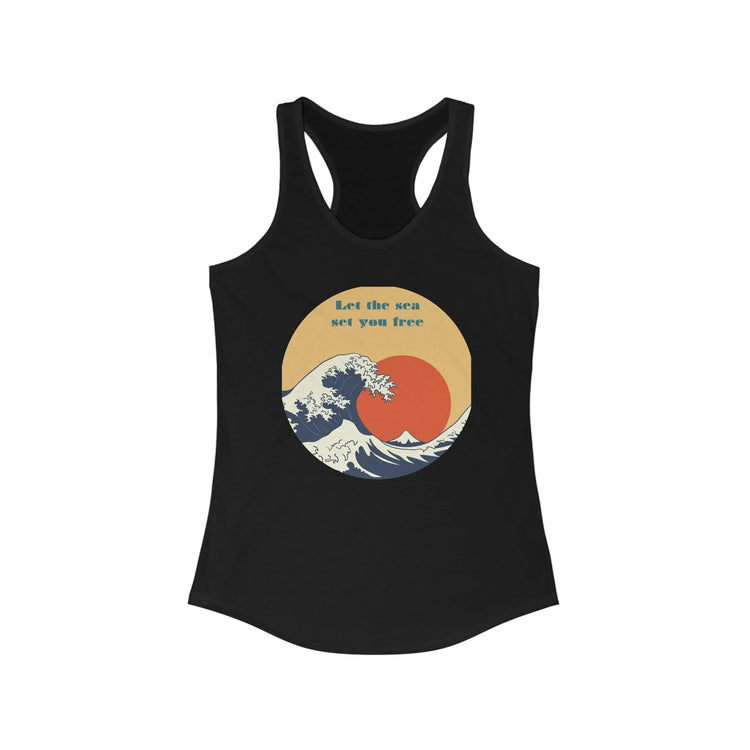Women Blue Ocean Racerback, Female Summer casual beach everyday relax lounge clothing wear for girl