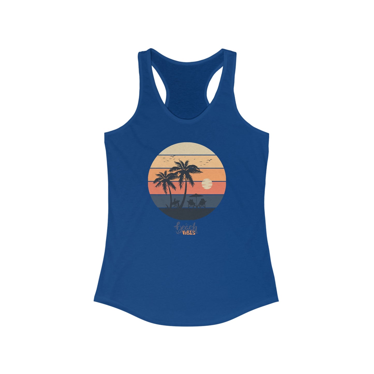 Women's Beach Vibes Racerback Tank, Beach vibes female Summer casual relax vacation travel novelty clothing wear