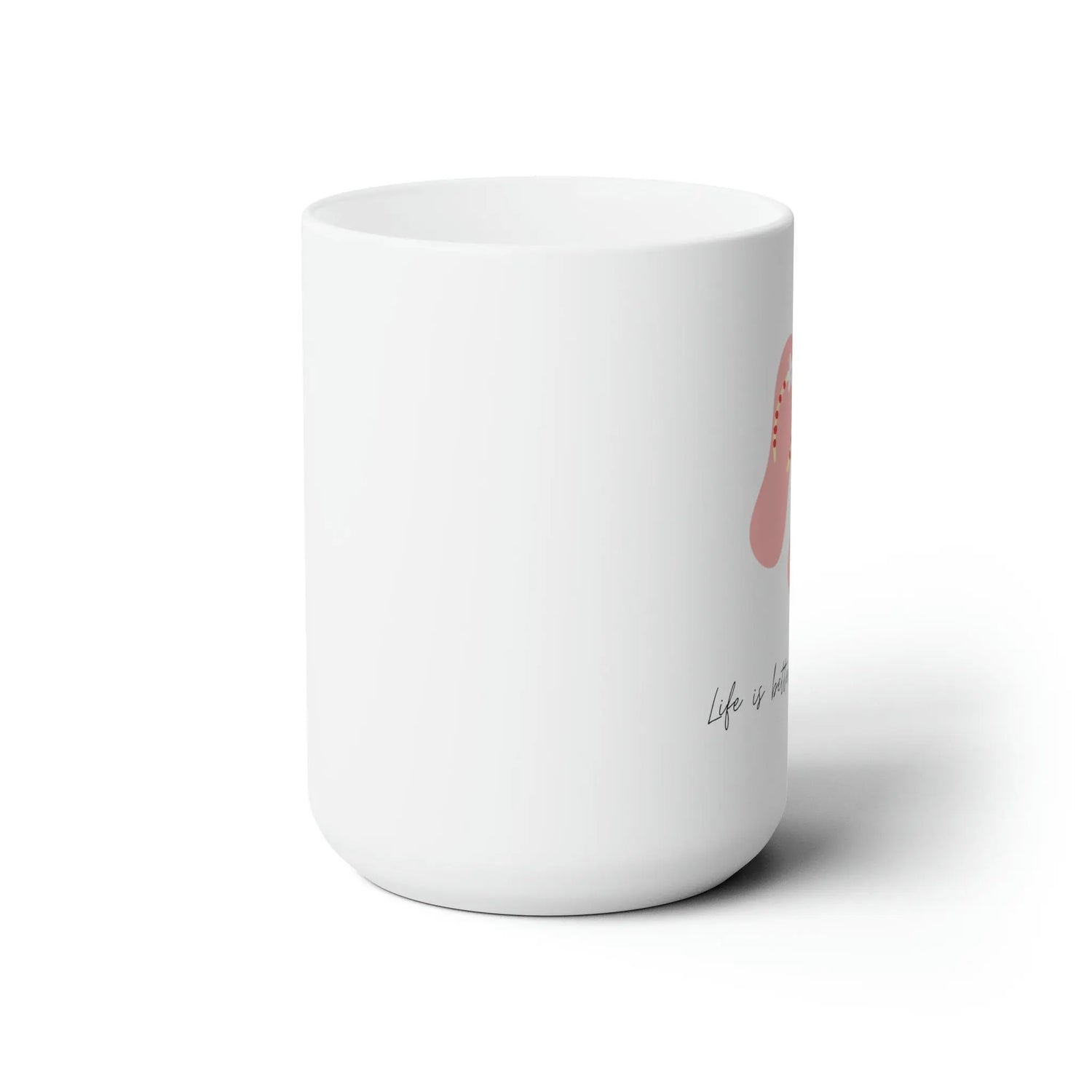 Ceramic Mug 15oz, Summer pink sandals solid print coffee tea everyday casual drinking large white decorative drinking cup