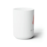 Ceramic Mug 15oz, Summer pink sandals solid print coffee tea everyday casual drinking large white decorative drinking cup