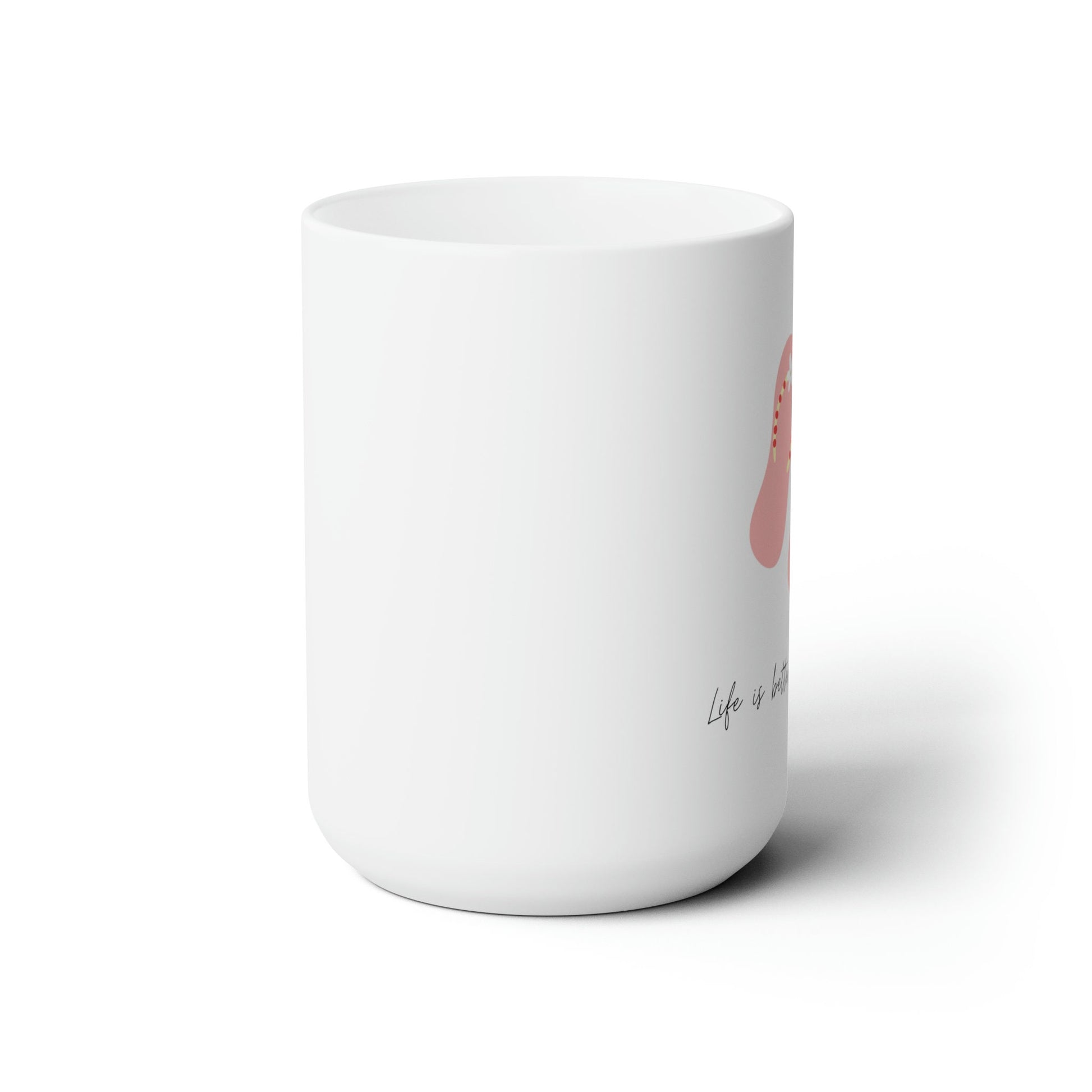Ceramic Mug 15oz, Summer pink sandals solid print coffee tea everyday casual drinking large white decorative drinking cup