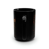 Black Mug, 15oz, Dia de Los Muertos Day Of the Dead Halloween festive skeleton family sit down dinner  designer holiday kitchen decor cup The Aurora Touch
