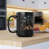 Black Mug, 15oz, Dia de Los Muertos Day Of the Dead Halloween festive family home single living traditional Mexican art kitchen beverage mug The Aurora Touch