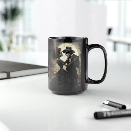 Black Mug, 15oz, Day of The Dead Mug, Dia de Los Muertos, Tasa de Cafe, Coffee cup, Tea Cup, Halloween Mug, Novelty Coffee Mug The Aurora Touch