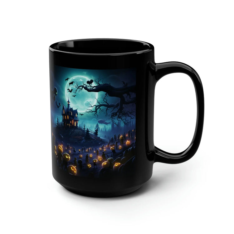 Black Mug, 15oz, Pixar Theme Halloween dark large festive holiday spooky fun coffee kitchen beverage morning evening drinking cup The Aurora Touch