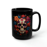 15 oz Black Day of the Dead Mug | Festive Traditional Art Print | Holiday Coffee Cup for Celebrations | Unique Beverage Drinkware The Aurora Touch