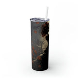 Artistic Day of the Dead Skinny Tumbler with Straw 20oz Dia de los Muertos traditional art print all-purpose travel car designer cup The Aurora Touch
