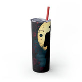 Skinny Tumbler with Straw, 20oz, Day of the dead Couple, Dia de Los Muertos, Halloween tumbler, Artistic Tumbler, Colorful Tumbler The Aurora Touch