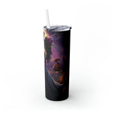 Day of the Dead Skinny Tumbler with Straw 20oz Mexican Halloween traditional art hot cold drinking festive travel car beverage tall cup